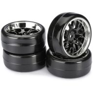 ABSIMA WHEEL SET ONROAD LP "COMB / SLICK" CHROME 1:10 (4 PCS) 2510012
